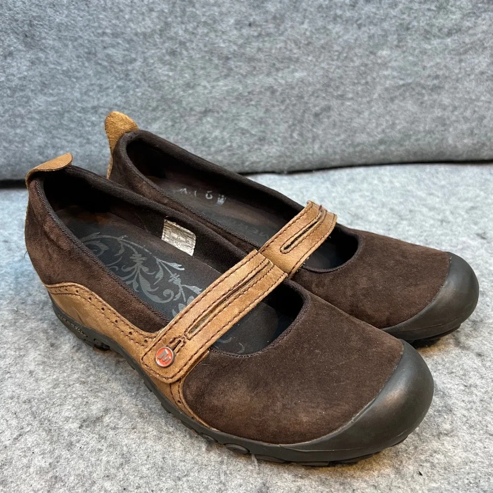 Merrell Brown‎ Suede Leather Accent Mary Jane Comfort Shoes Outfoors Women's  8